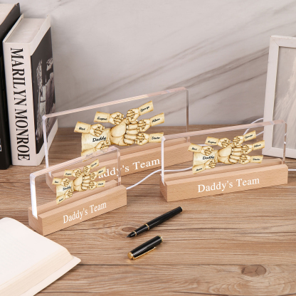 7 Names - Personalised Fist Bump Pattern Table Lamp Customized Text Father's Day Gift for Dad