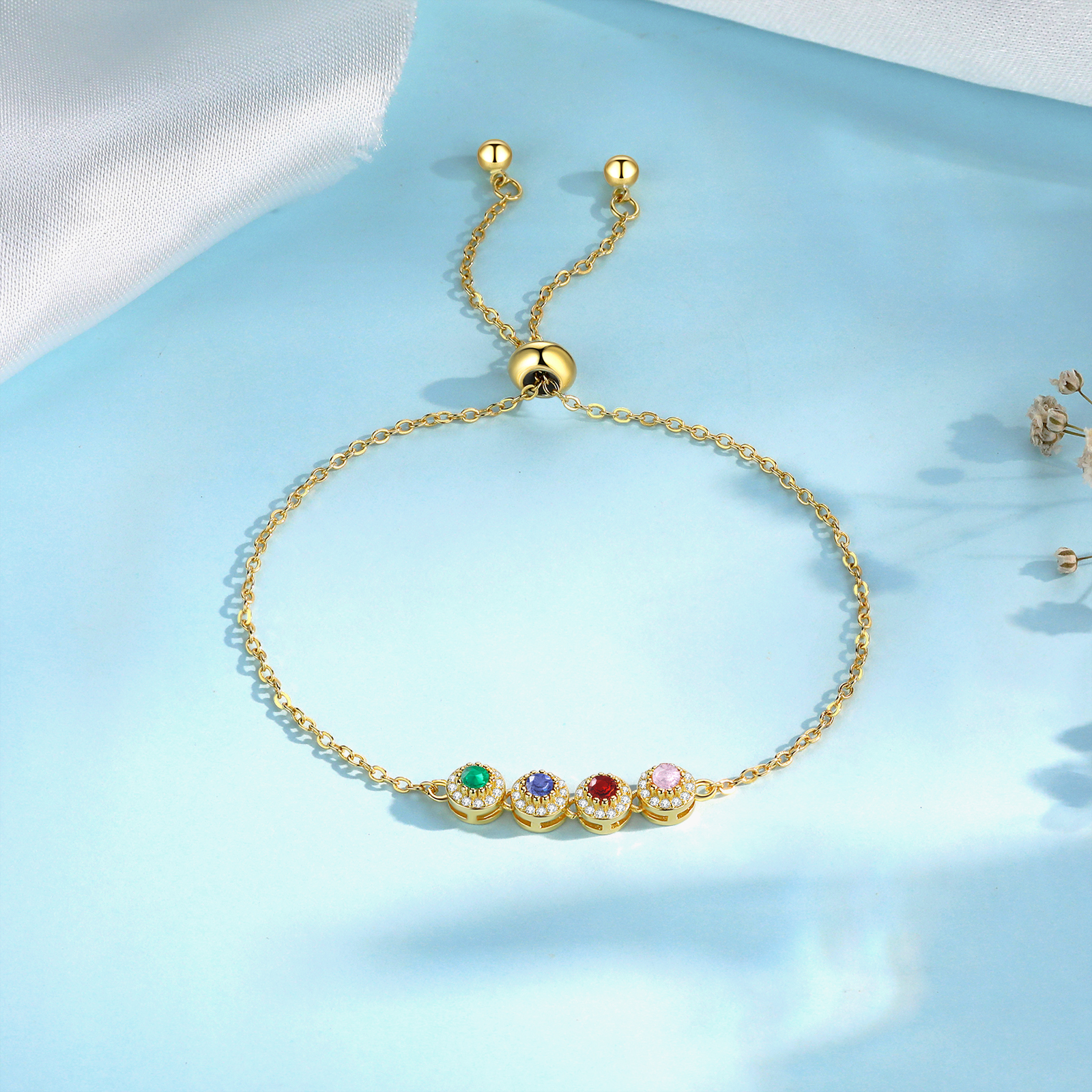 4 Birthstones - Personalised Birthstone Beautiful Bracelet Gift for Her