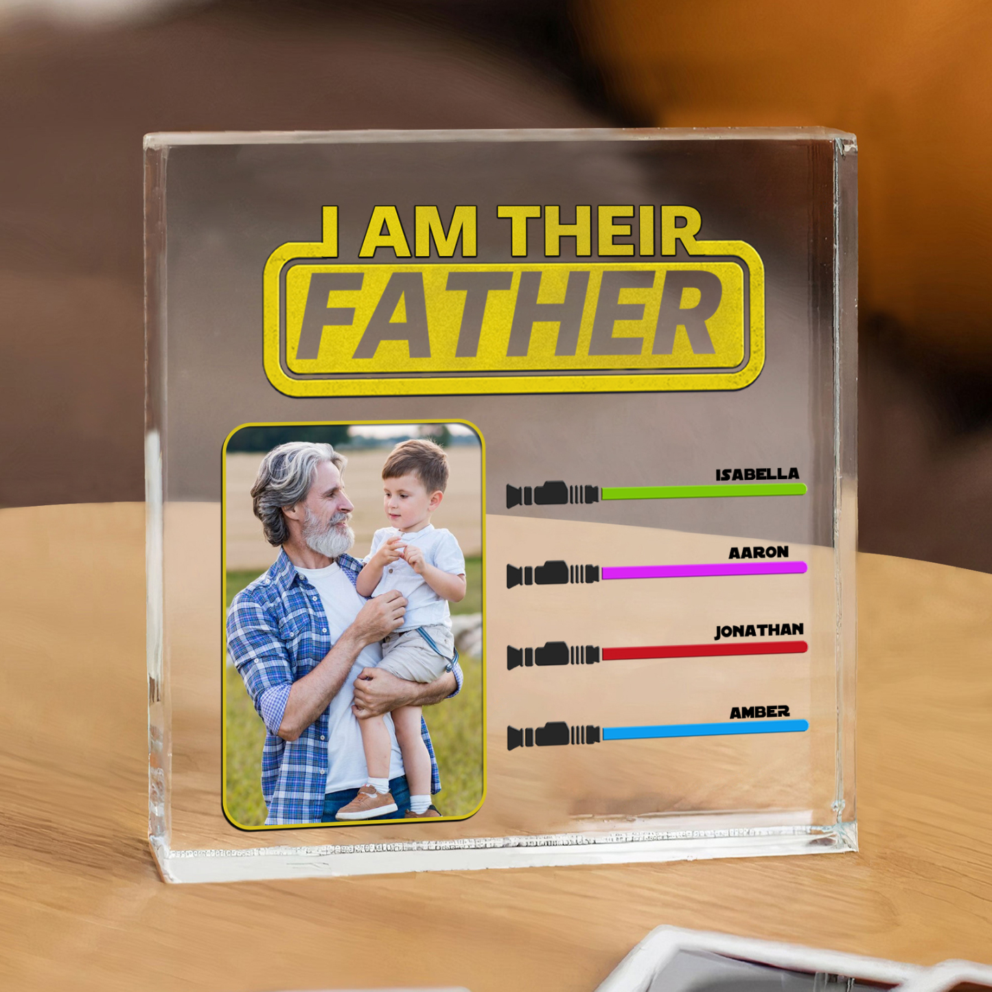 4 Names - Personalised Custom Name & Photo Acrylic Ornament - I AM THEIR FATHER- Father's Day Gift for Dad