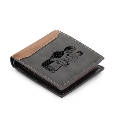2 Names - Personalised Photo & Name Custom Leather Men's Wallet as a Father's Day Gift for Dad