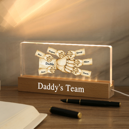 7 Names - Personalised Fist Bump Pattern Table Lamp Customized Text Father's Day Gift for Dad