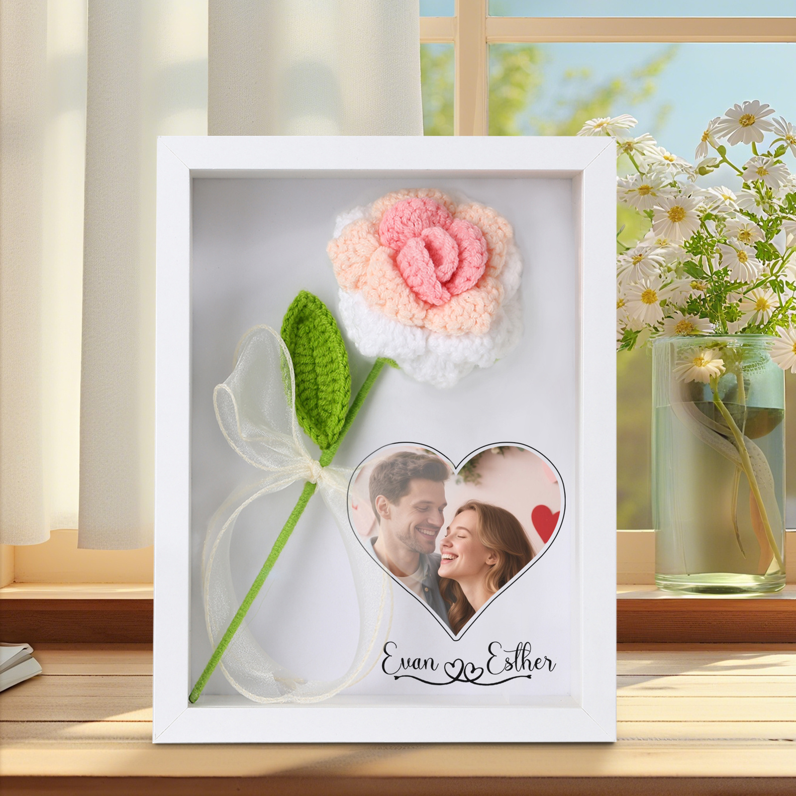 Personalised 3D Tulip Crochet Flower Photo Frame