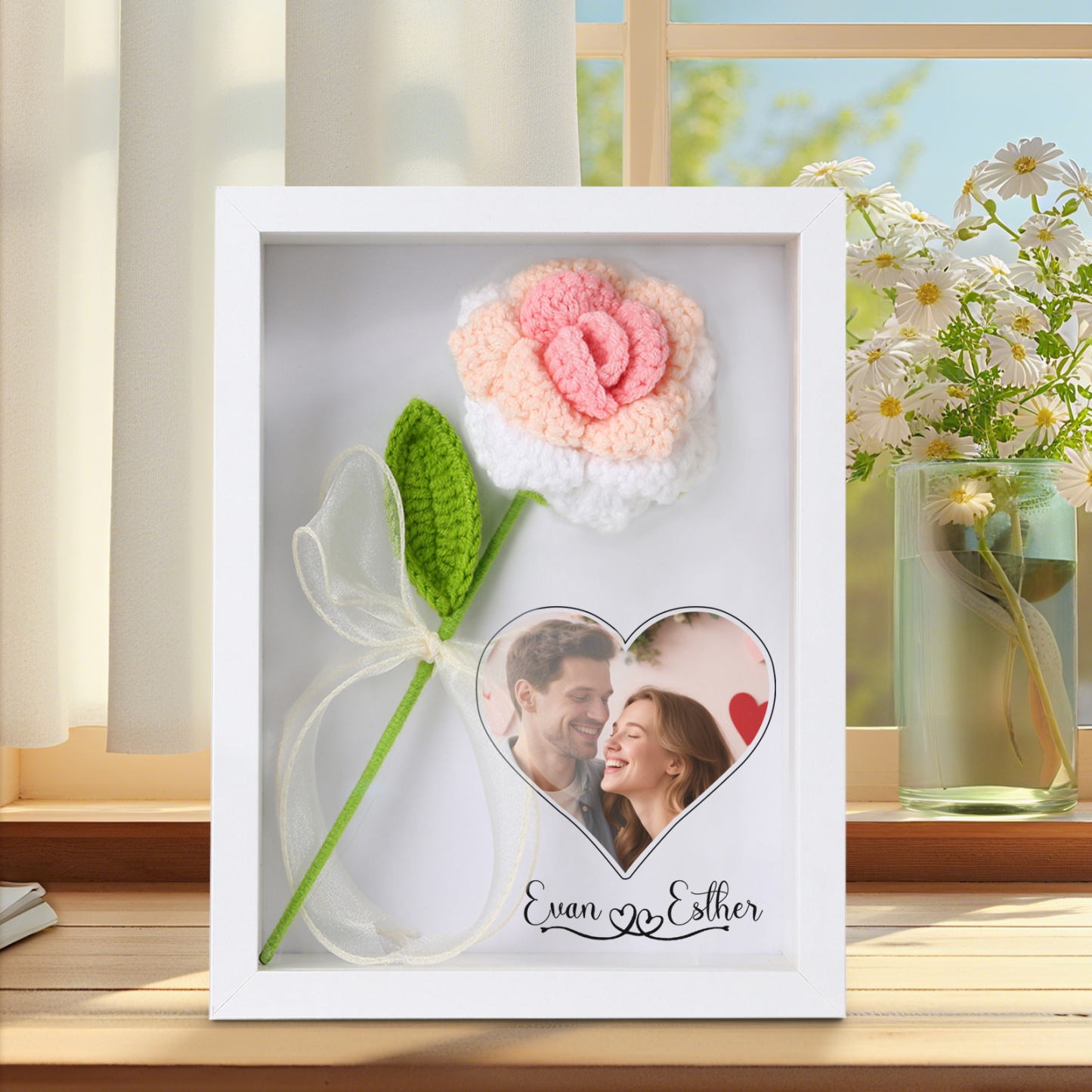 Personalised 3D Tulip Crochet Flower Photo Frame