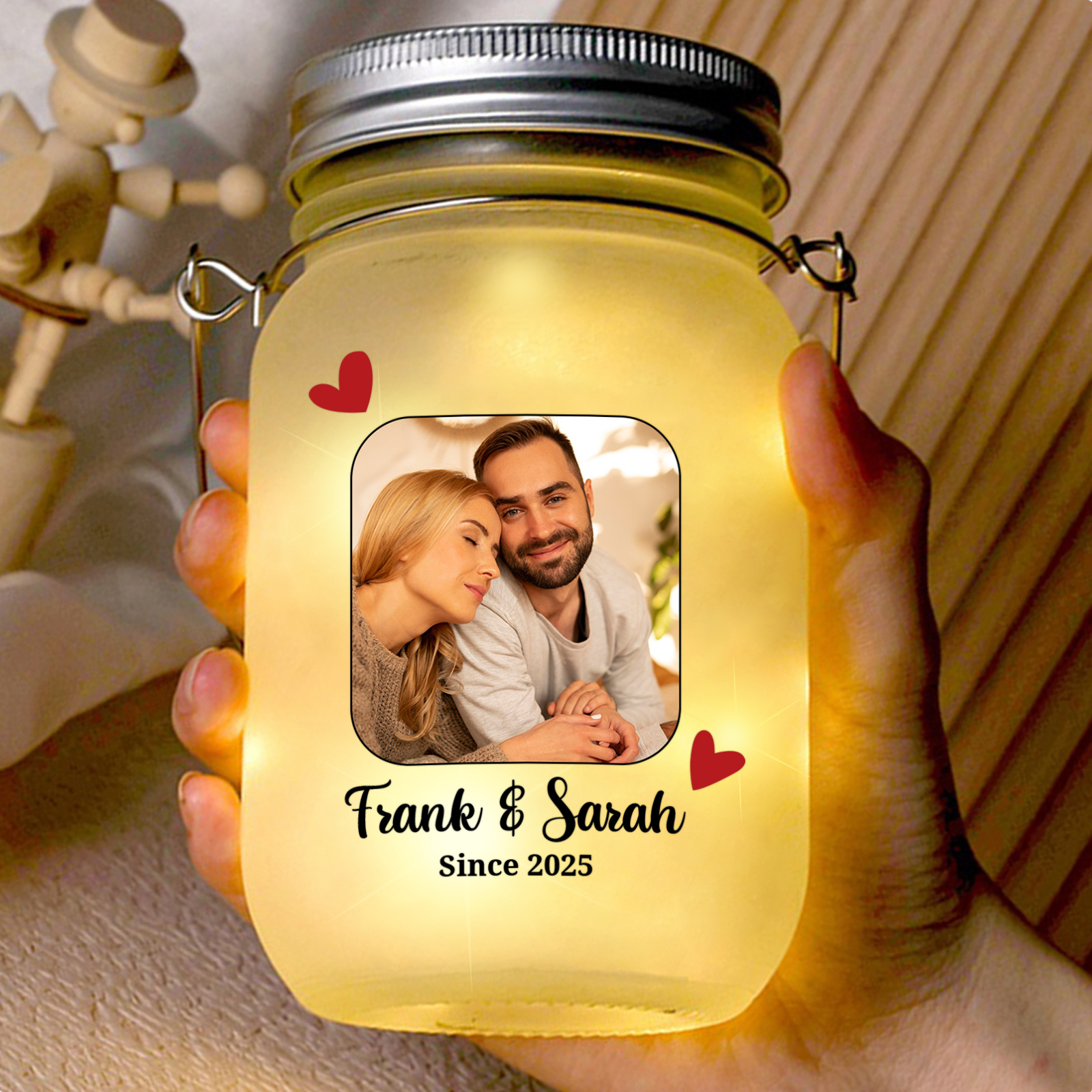 Personalised Couple Photo Solar Mason Jar