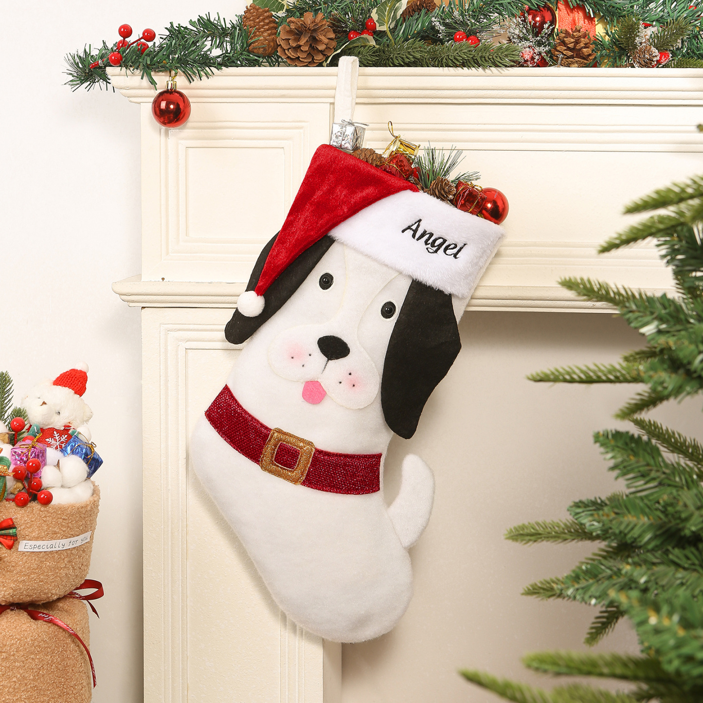 Personalised Pet Felt Christmas Stocking Santa Hat