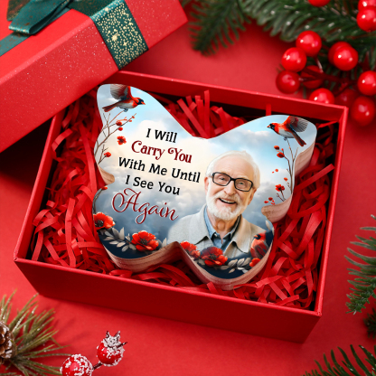 Personalised Wooden Memorial Butterfly-shaped Candle Holder - Custom 1 Photo Remembrance Gift | Jessemade