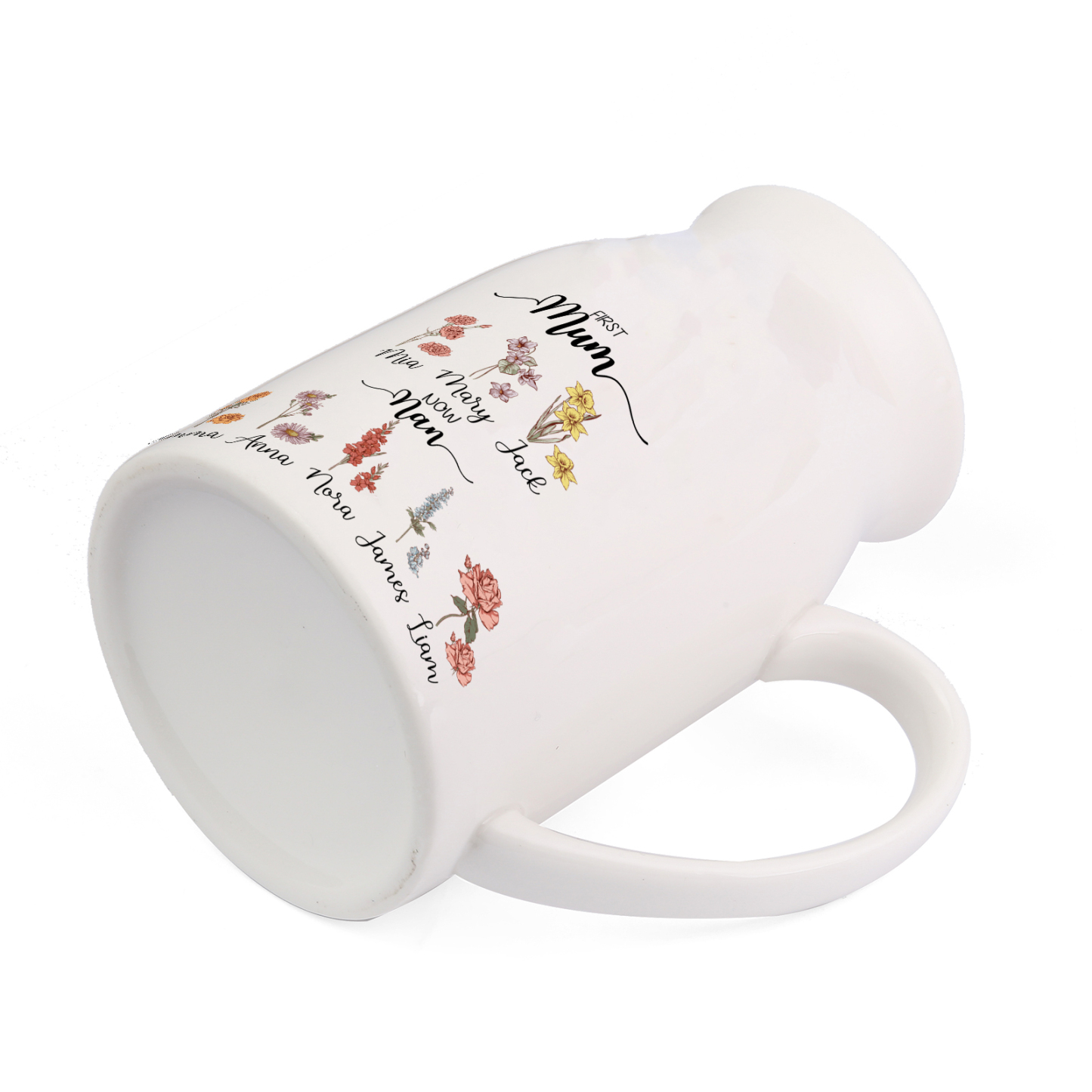 Personalised Ceramic Jug with Names – “First Mum, Now Nan” Floral Keepsake | Jessemade