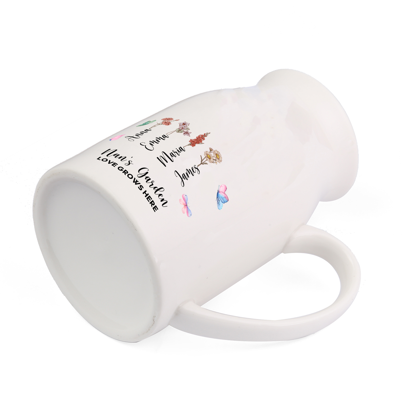 Personalised “Nan’s Garden” Ceramic Jug with Names & Birthflowers – A Blooming Tribute to Love | Jessemade