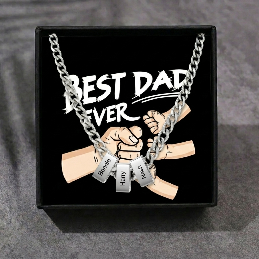 Personalised Curb Chain Necklace with 1-6 Names for Men