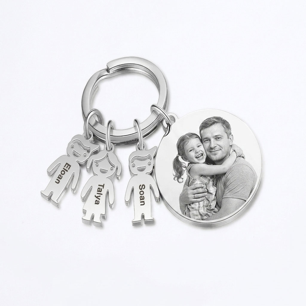 Personalised 1-5 Kid Charms Keyring For Family