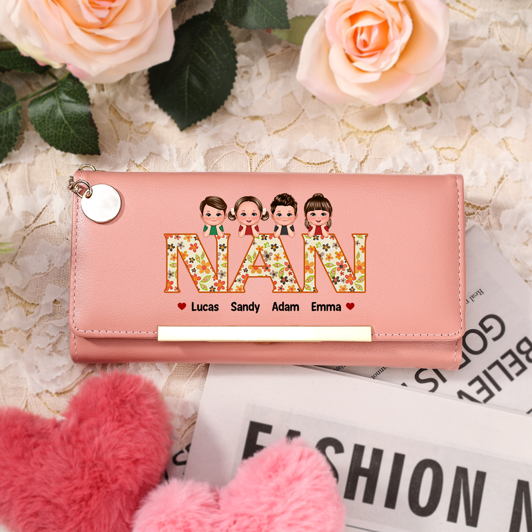 To my Mum - Personalised Women Wallet Custom PU Leather with 1–6 Names, Wallet Gift Multiple Colours | Jessemade
