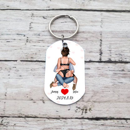 Personalized Keyring Custom 2 Names & Date with "You Have My Heart And My Ass" - Valentine Gift for Couple | Jessemade