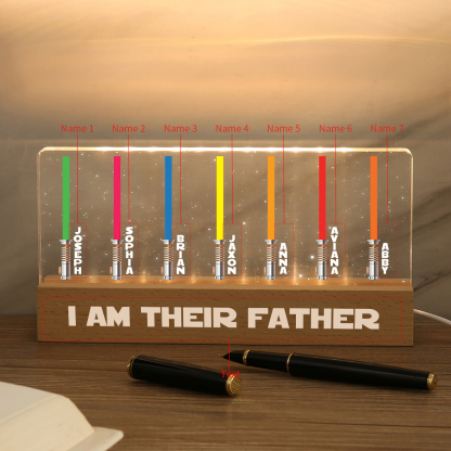 Personalised Star Wars Logo Father's Day Gift - I'm Their Dad - Table Lamp with 7 Names