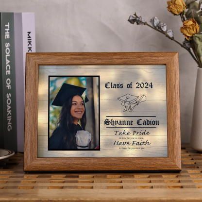 2024 Graduation Gift - Personalised Year & Photo & Name Wood Frame Night Light LED Night Light Gift for Her/Him
