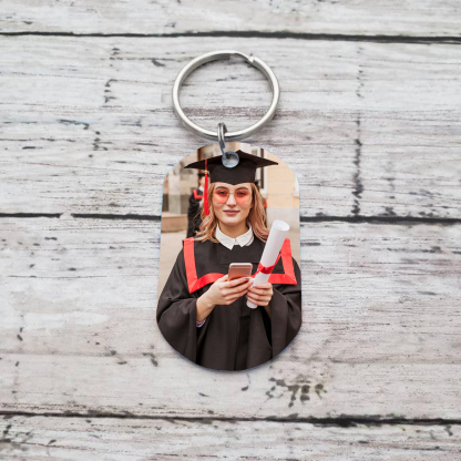 Personalised Name & Photo Exquisite Graduation Keyring Gift For Her/Him-Happy Graduation