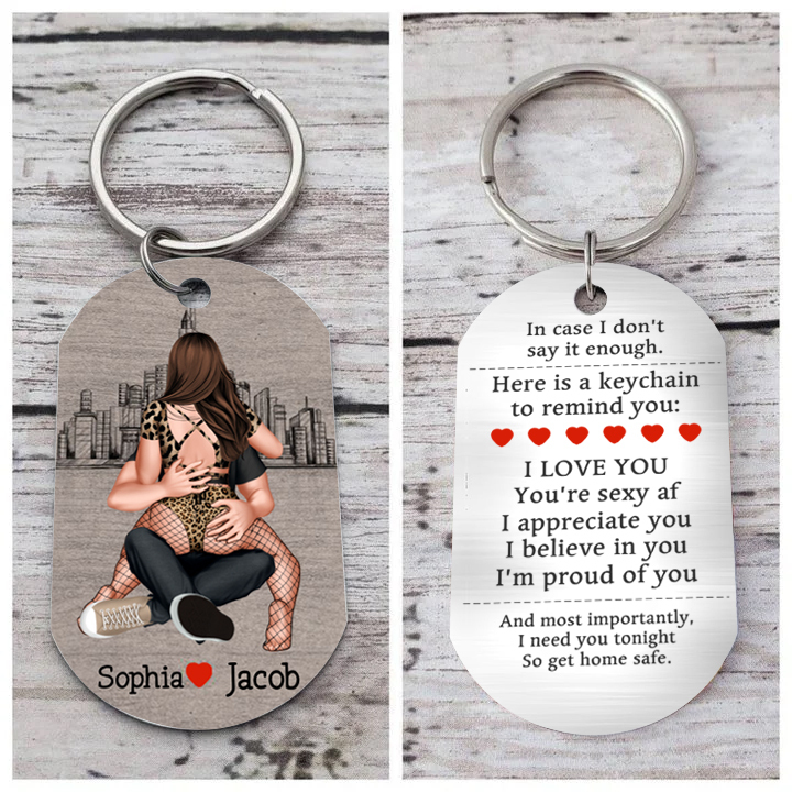 Jessemade UK Personalised Couple Keychain Custom 2 Names Keyring "Get Home Safe" Stainless Steel Keychain 15.99