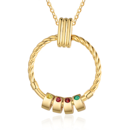 4 Names - Personalised Round Pendant Necklace Customized Name Gift for Her