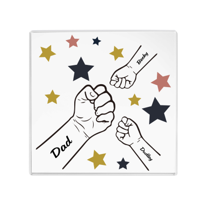 3 Names - Personalised Fist Bump Family Acrylic Keepsake Customized Name Acrylic Home Decor Gift for Dad