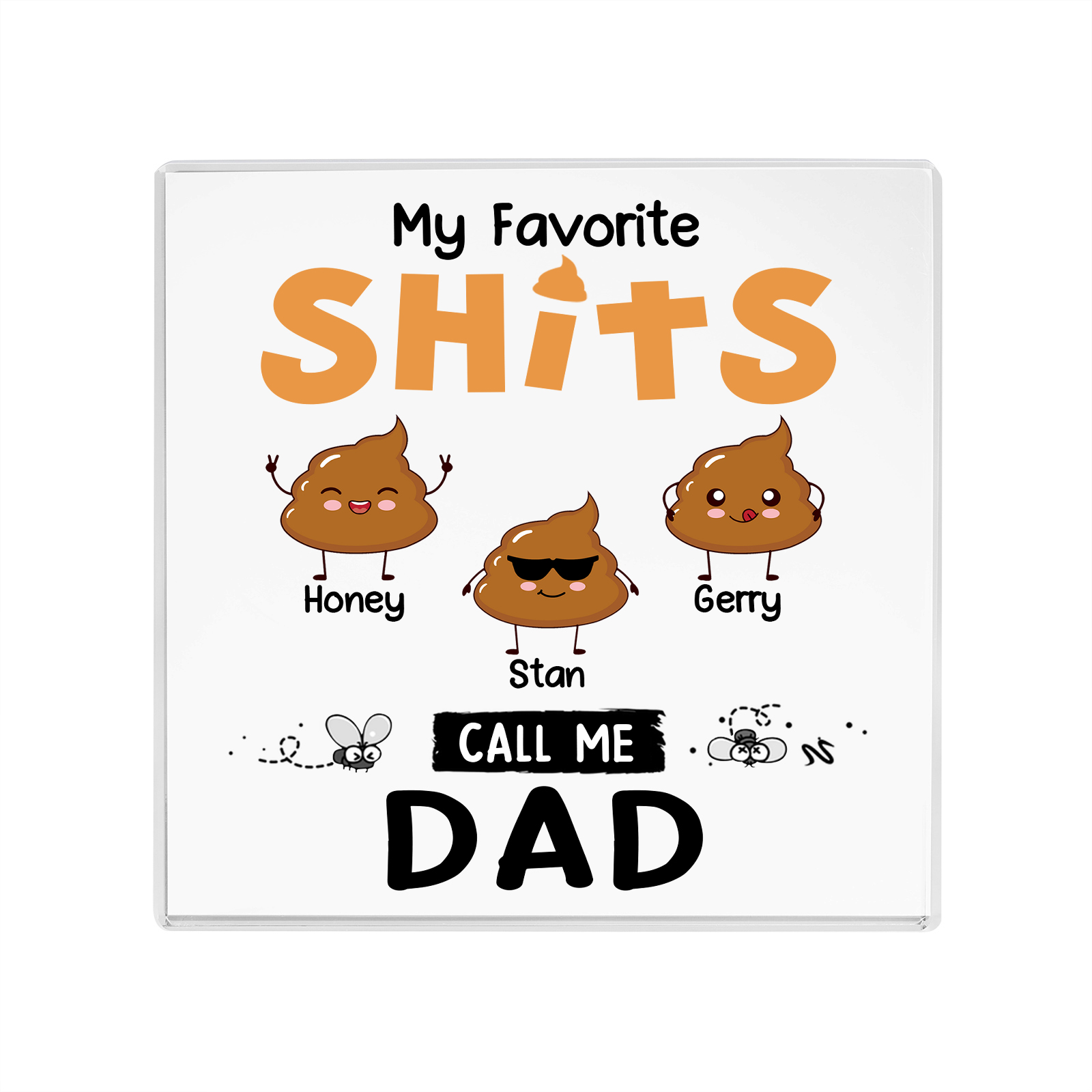 3 Names - Personalised Monster and Shit Style Custom Name Acrylic Ornament Father's Day Gift for Dad