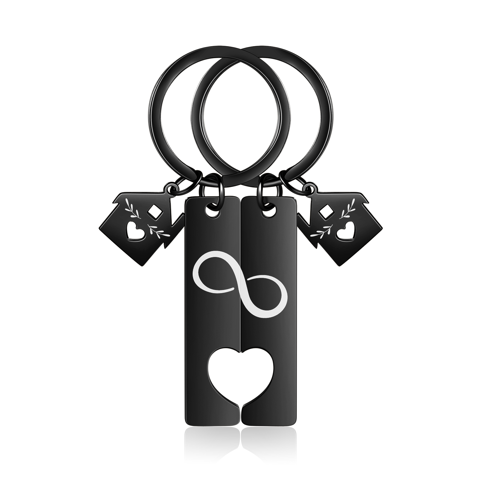 Personalised Letter Infinite Puzzle Couple Keyring Engrave Date Matching Couple Gifts, Special Gift For Him/Her
