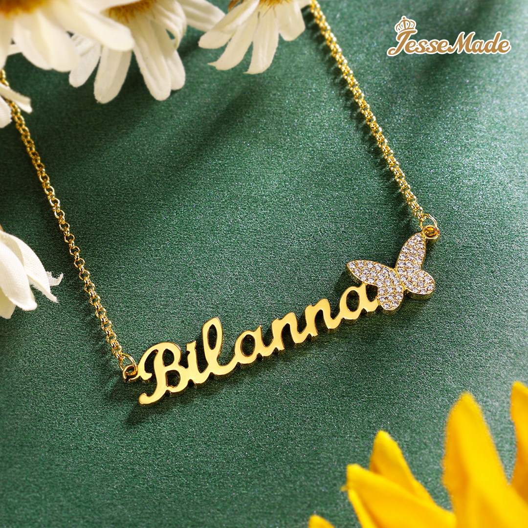 Personalised Butterfly Necklace Custom 1 Name Necklace Gift For Women