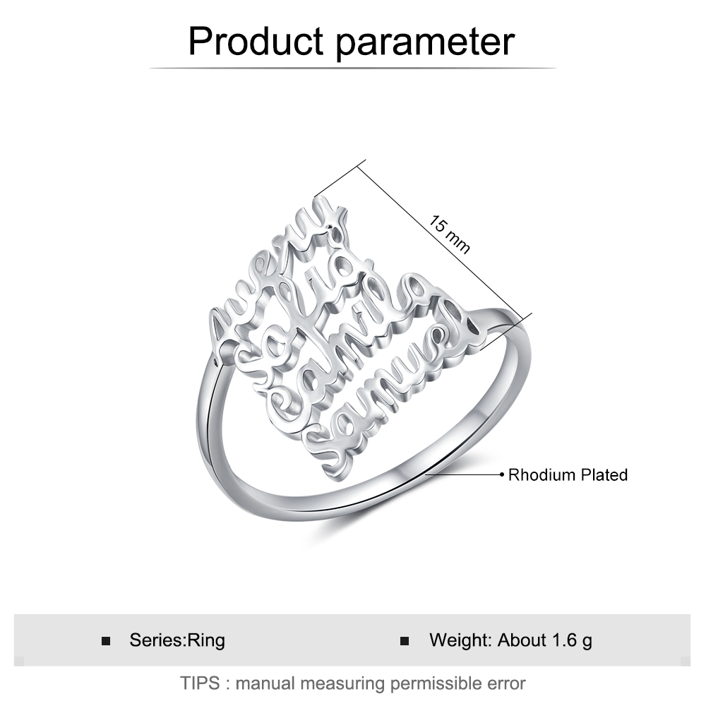 Personalised Name Ring Custom 4 Names Ring Gifts for Women