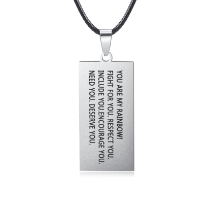 Personalised Text Rainbow Cross Style Pendant Necklace LGBT Pride Day Gift