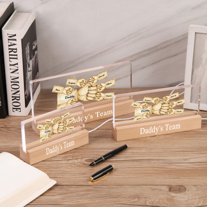 7 Names - Personalised Fist Bump Pattern Table Lamp Customized Text Father's Day Gift for Dad