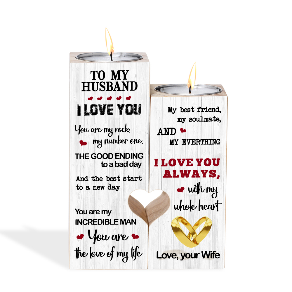 To My Husband Couple Candle Holder "You are my incredible man" Candlesticks