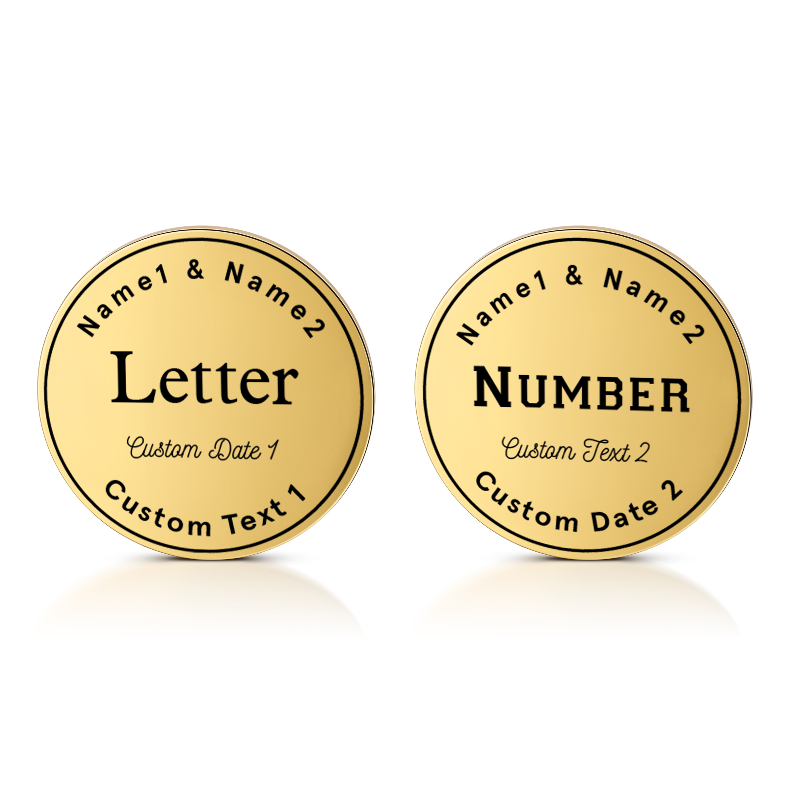 2 PCS Personalized Name Stainless Steel Commemorative Coin Custom Anniversary Special Gift