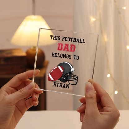 1 Name -Personalised Football Acrylic Keepsake Customized Name Acrylic Plaque Ornament Father's Day Gift for Dad