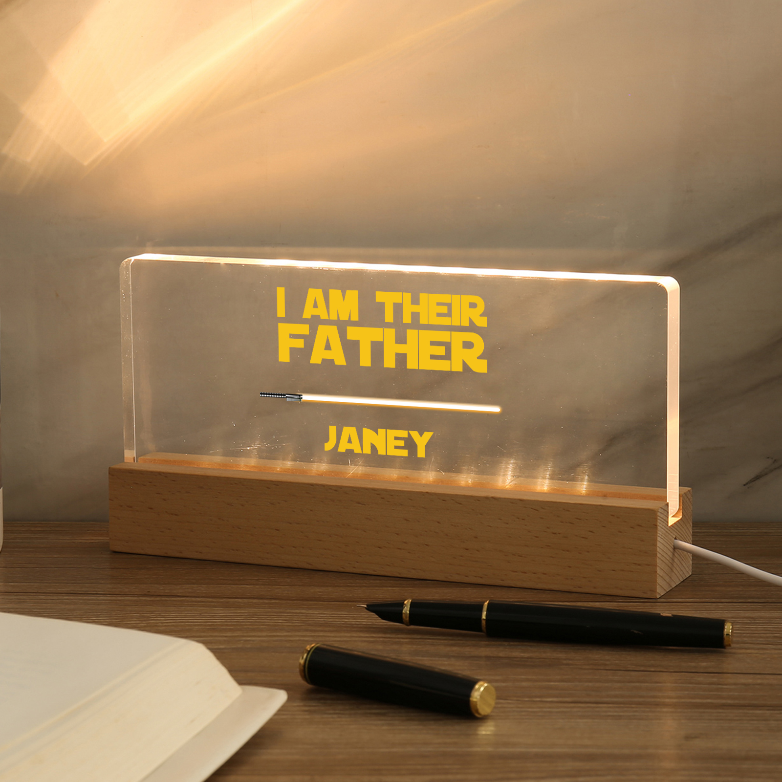 1 Name-Personalised Star Wars Logo Table Lamp-I am their dad-Father's Day Gift For Dad