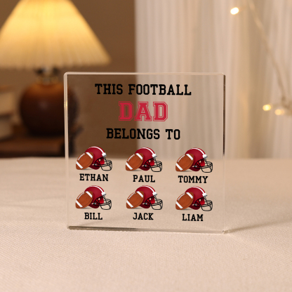 6 Names -Personalised Football Acrylic Keepsake Customized Name Acrylic Plaque Ornament Father's Day Gift for Dad