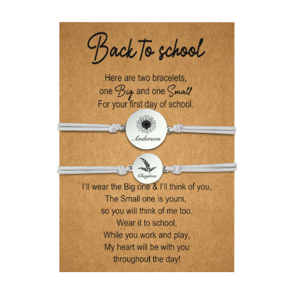 2 PCS Customized 2 Names Dandelion Pattern Elastic Stainless Steel Bracelet, A Back-To-School Gift For Daughter