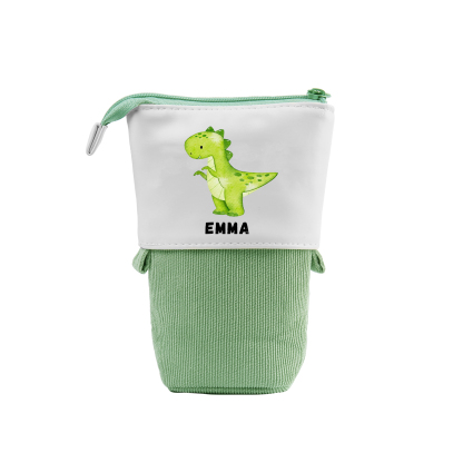 Personalised Pencil Case Custom Name & Dinosaur Pattern Pen Pouch Back To School Gift for Boys Girls