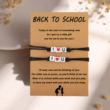 2Pcs Wax Rope Bracelets  I Love You Braided Bracelets with Warm Cards Children's Back to School Gifts