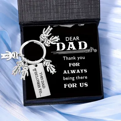 Personalised 1-7 Children's Name Keyring Gift Box Gift Card Set for Dad