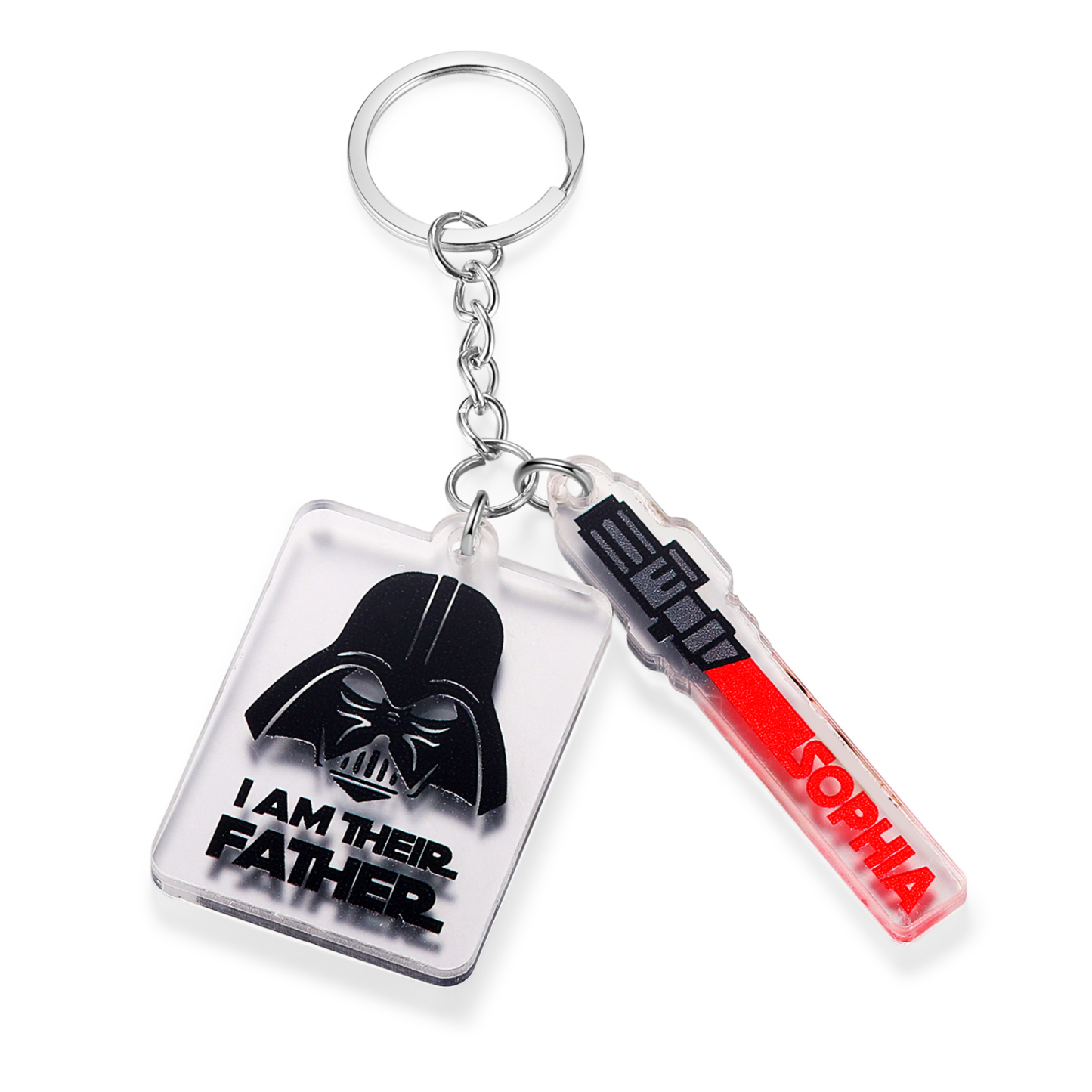 1 Name - Personalised Name Acrylic Star Wars Keyring - I Am Their Father - Gift for Dad