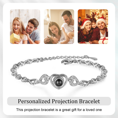 Heart Chain Projection Bracelet Personalised Photo Bracelet Creative Gift for Her Unique Mother's Day Gifts