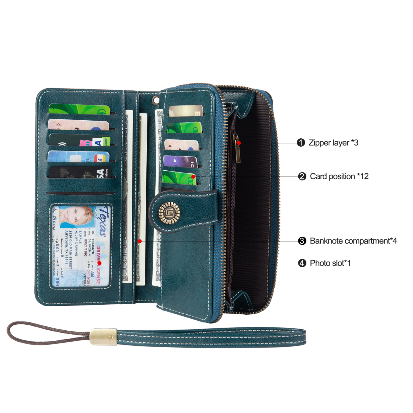 Custom Purse-4 Colors Unisex Purse Personalised Leather Wallet Engraving Names Zip Wallet Gifts for Men Women