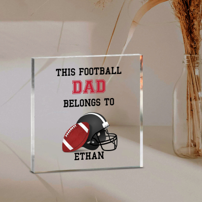1 Name -Personalised Football Acrylic Keepsake Customized Name Acrylic Plaque Ornament Father's Day Gift for Dad