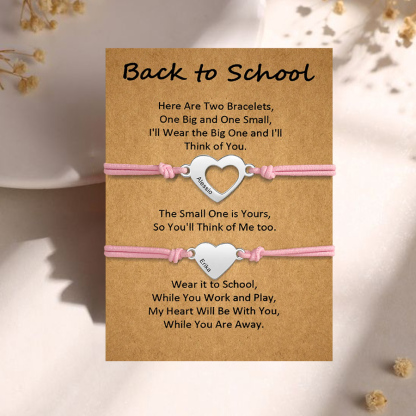 Personalized Name Leather Stainless Steel Bracelet, Back To School Gift For Daughter