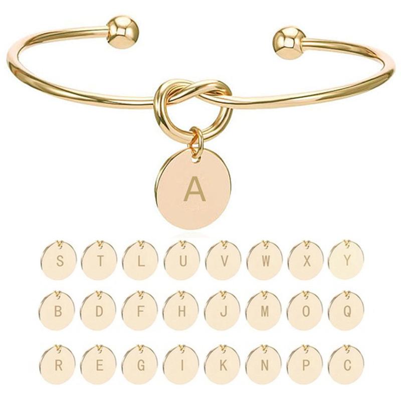 26 Letter Round Pendant Personalized Bracelet
