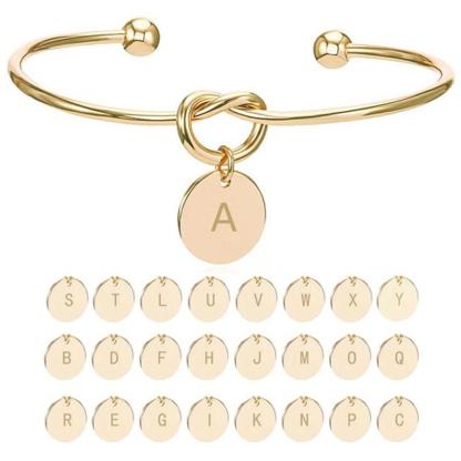 26 Letter Round Pendant Personalized Bracelet