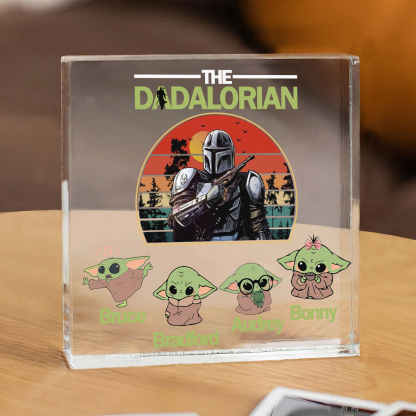 4 Names - Personalised Dadalorians Pattern Custom Name Acrylic Ornament Father's Day Gift