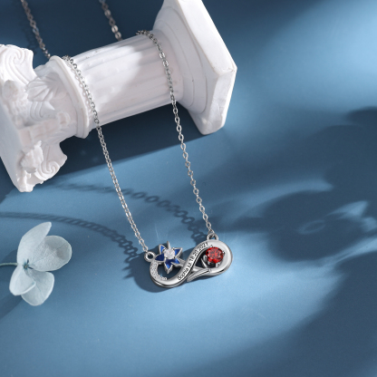 Personalised July Birthflower Necklace With Birthstone Gift For Women