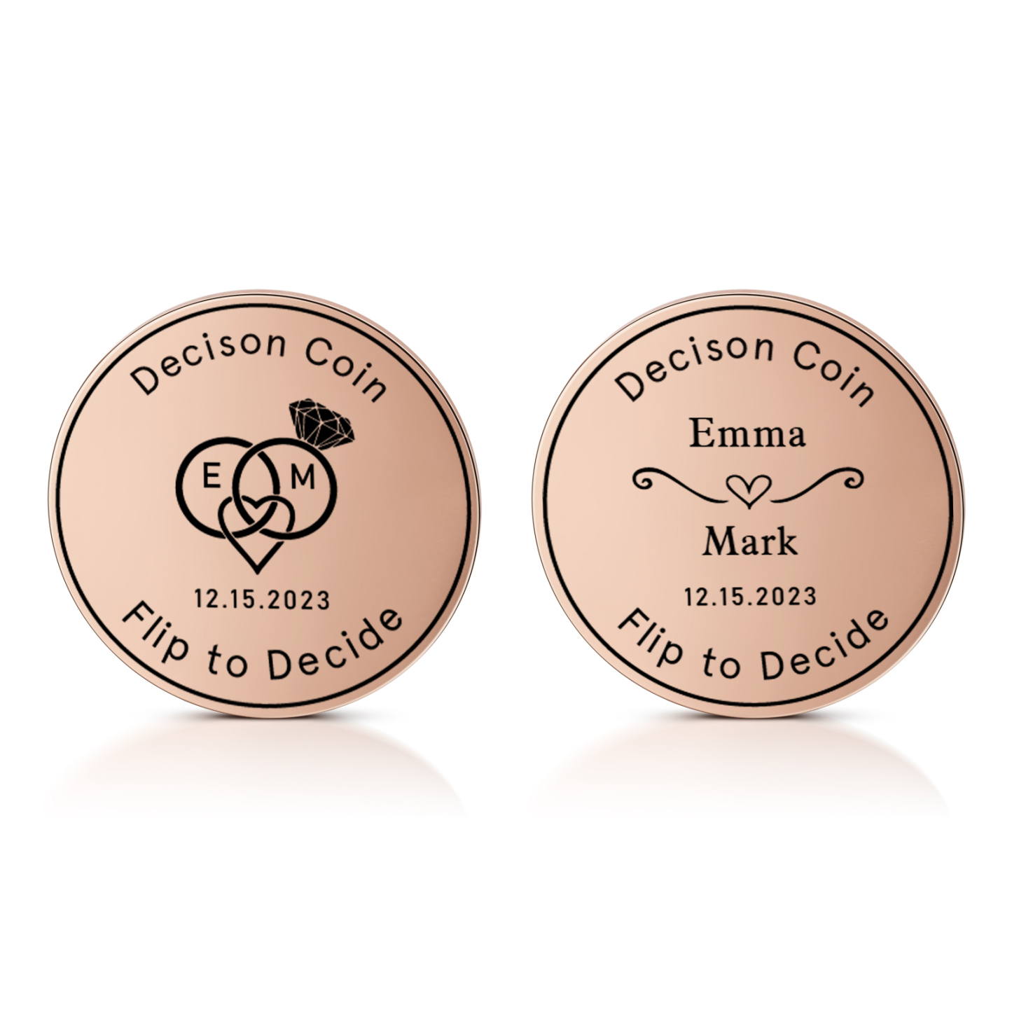 2 PCS Personalized Name Stainless Steel Couple Coin Custom Text And Date Special Gift