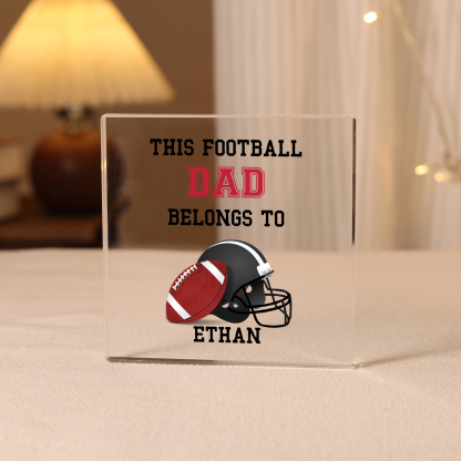 1 Name -Personalised Football Acrylic Keepsake Customized Name Acrylic Plaque Ornament Father's Day Gift for Dad