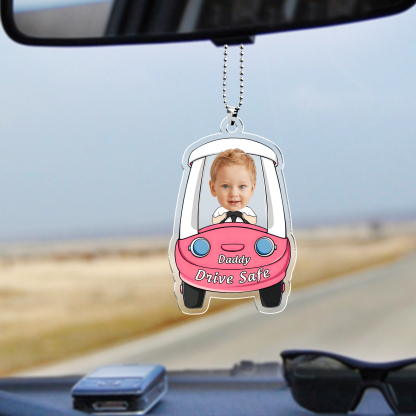 Acrylic Keyring/Decoration Personalised Photo, Name And Text Driving Pattern Pendant For Dad