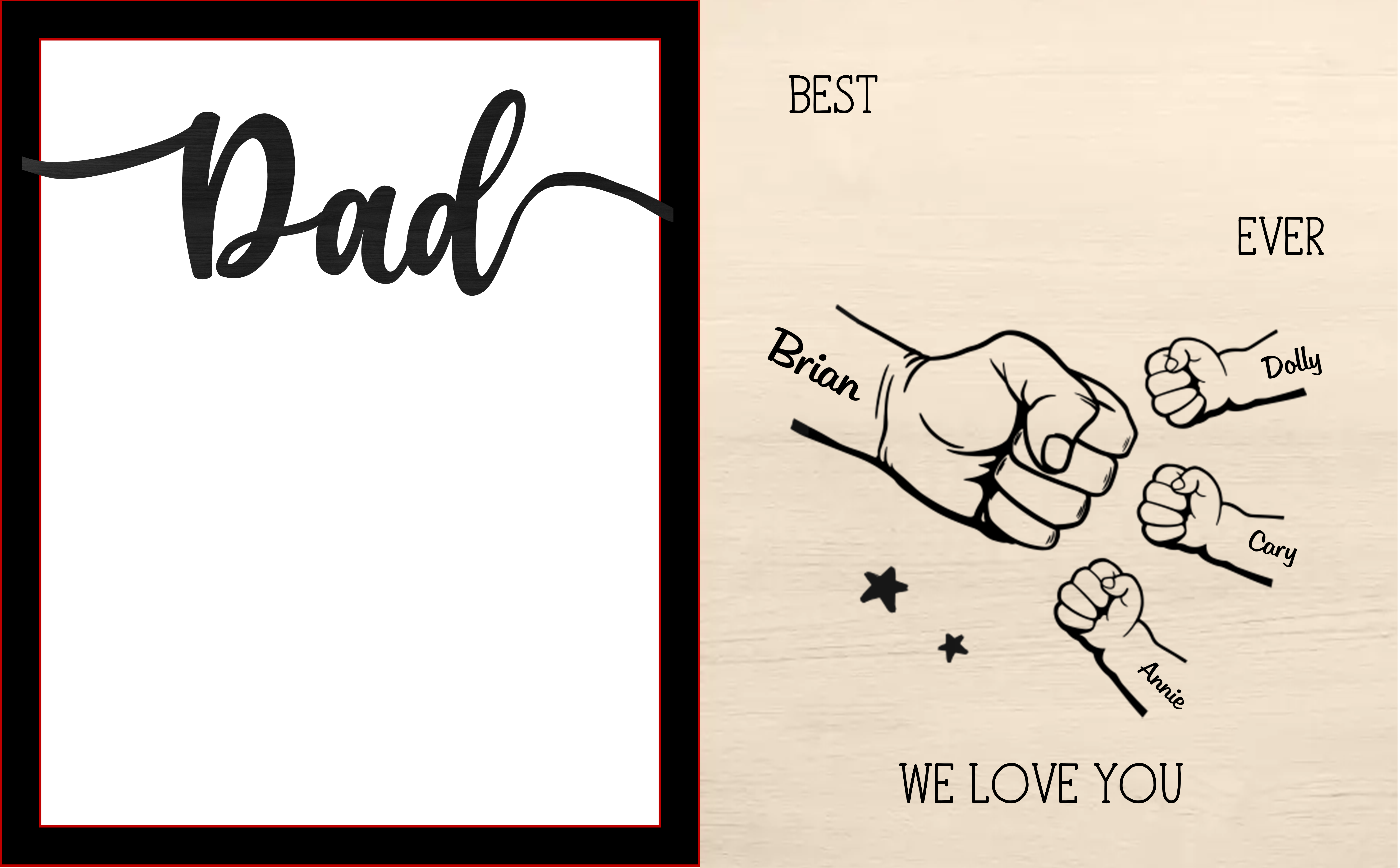 1-8 Names Personalised Fist Bump Wooden Ornaments Gift for Dad